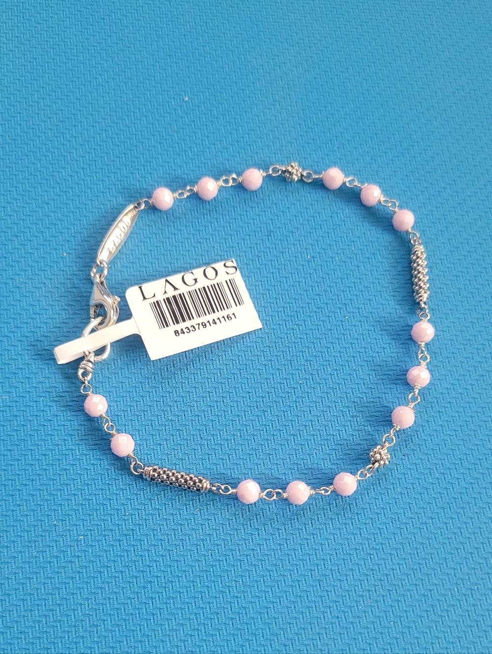 LAGOS Sterling Silver Pink Ceramic 4mm Beaded Bracelet